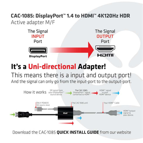 HDMI TO DISPLAYPORT ADAPTER - Digital3d.com.au